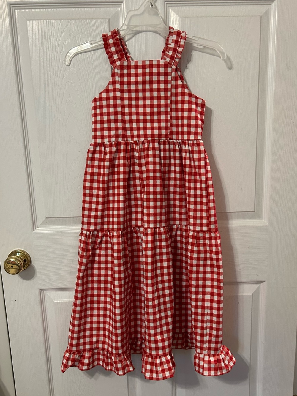 Sugar Bee Clothing Girls Red and White Gingham Maxi Dress